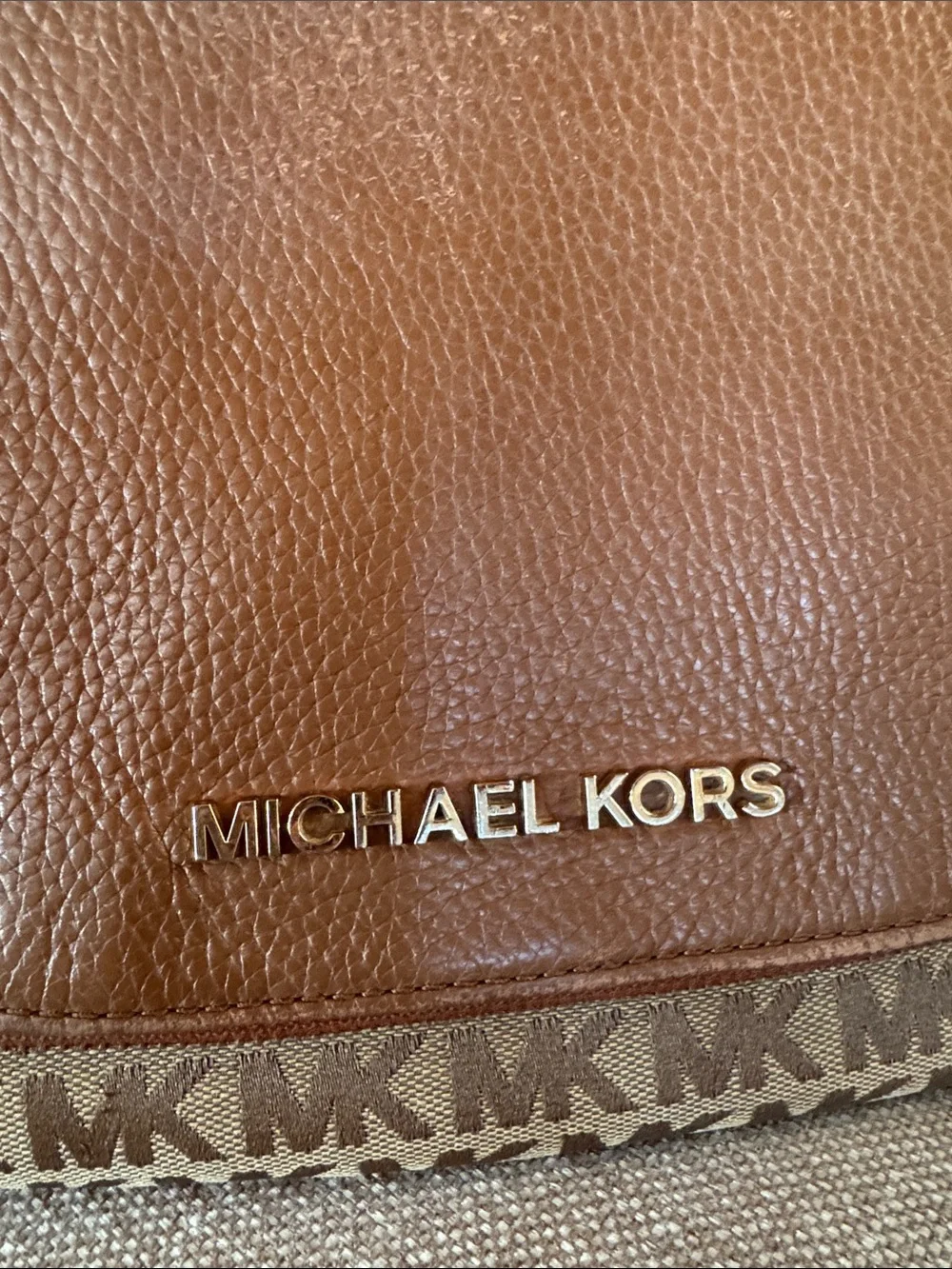 Michael Kors Tan Brown MK Logo Shoulder Bag